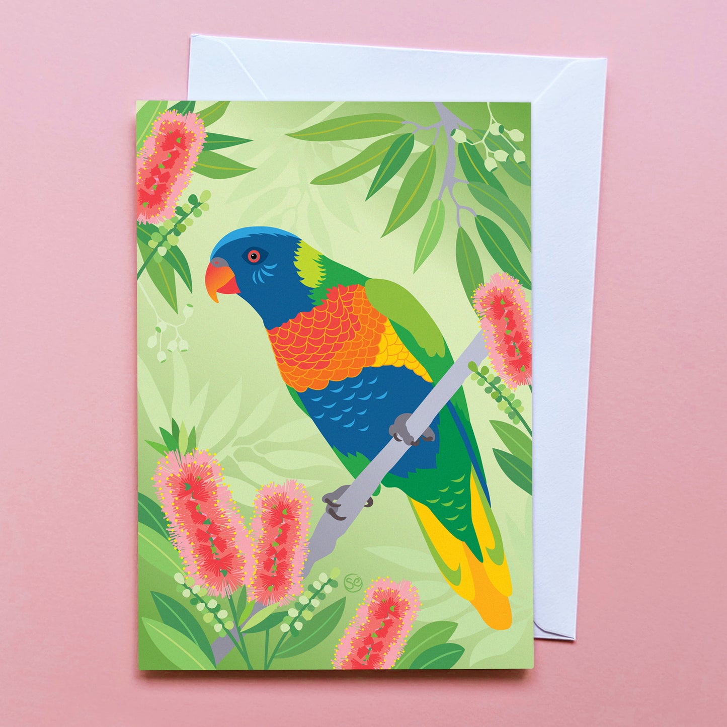 Rainbow Lorikeet greeting card by Sarah Epstein Studio.