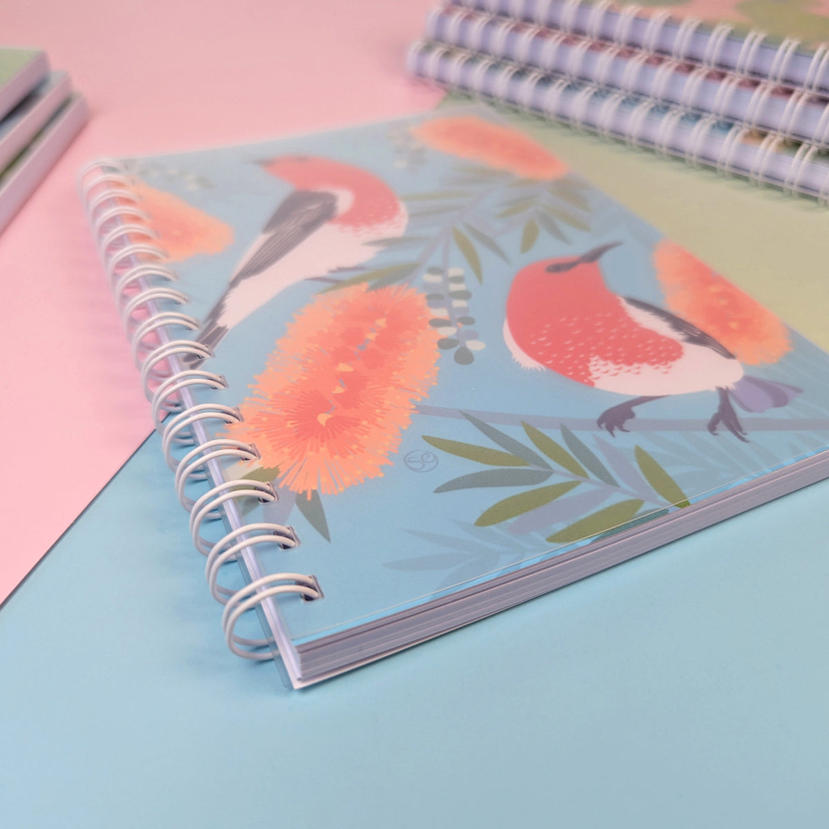 Scarlet Honeyeater A5 notebook by Sarah Epstein Studio.
