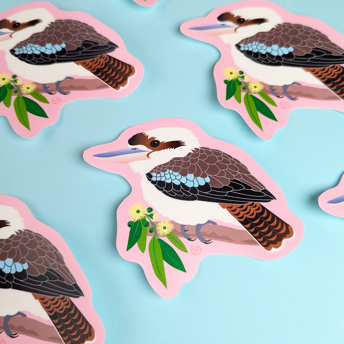 Laughing Kookaburra die-cut vinyl sticker by Sarah Epstein Studio.