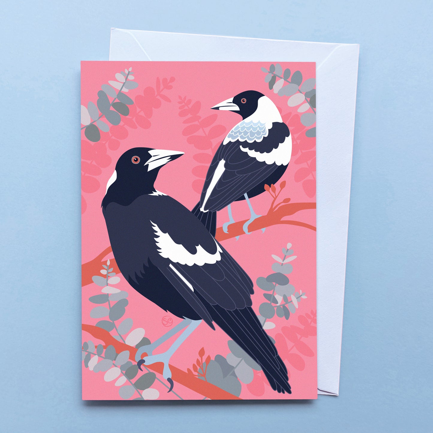 Australian Magpie greeting card by Sarah Epstein Studio.
