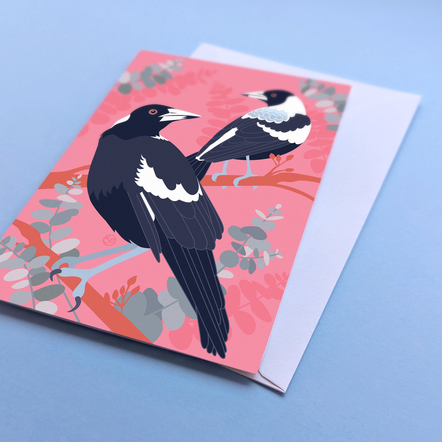Australian Magpie greeting card by Sarah Epstein Studio.