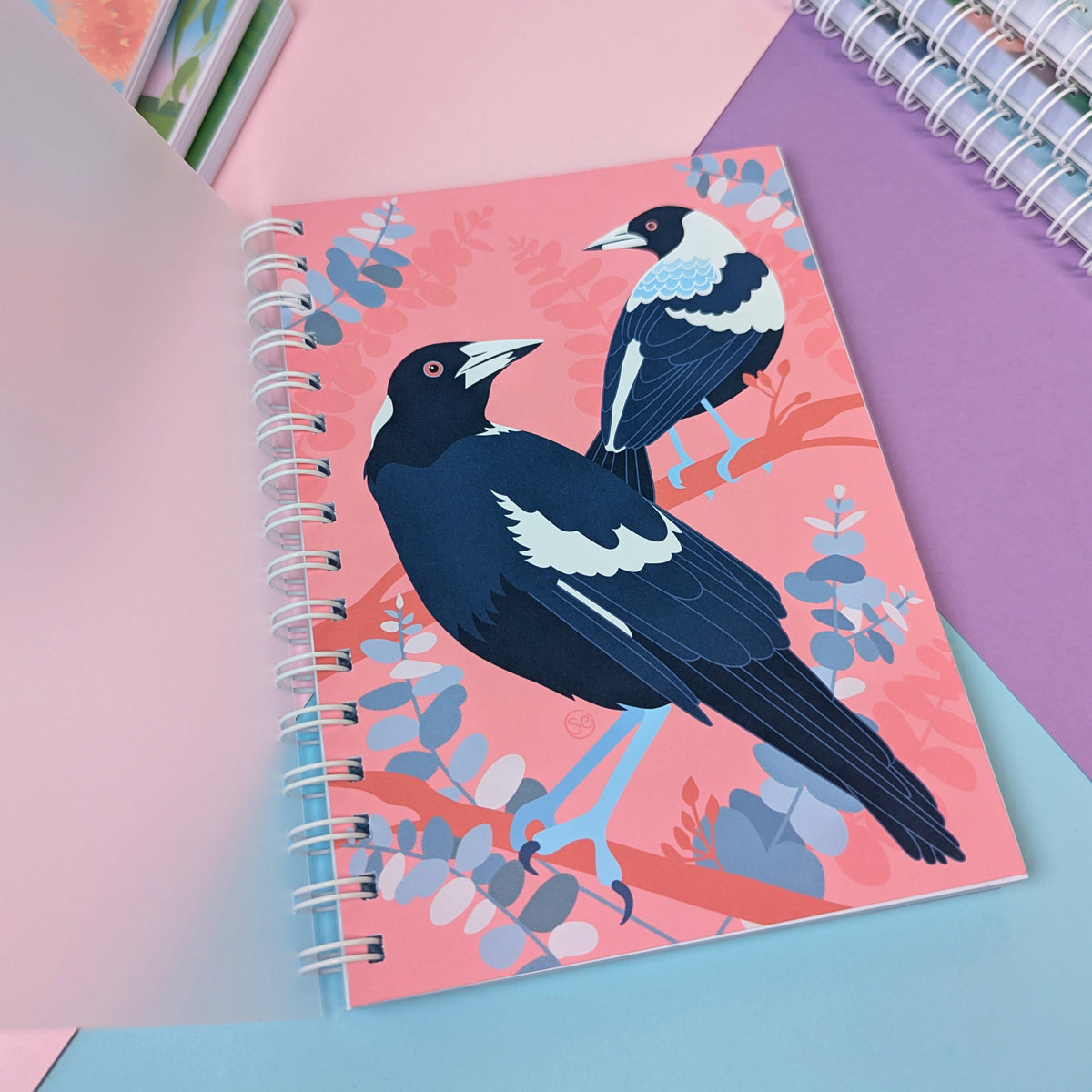 Australian Magpie A5 notebook by Sarah Epstein Studio.