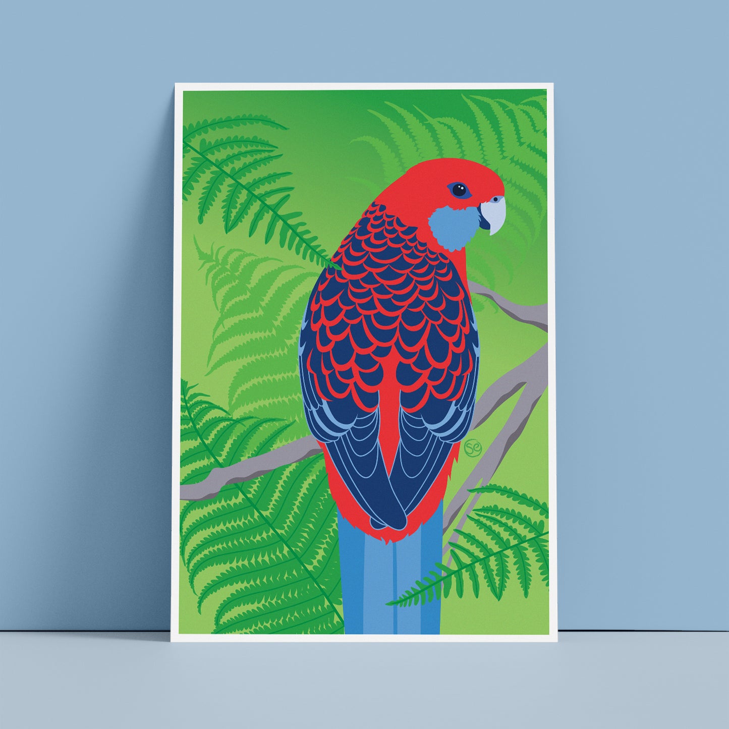 Crimson Rosella giclée art print by Sarah Epstein Studio.