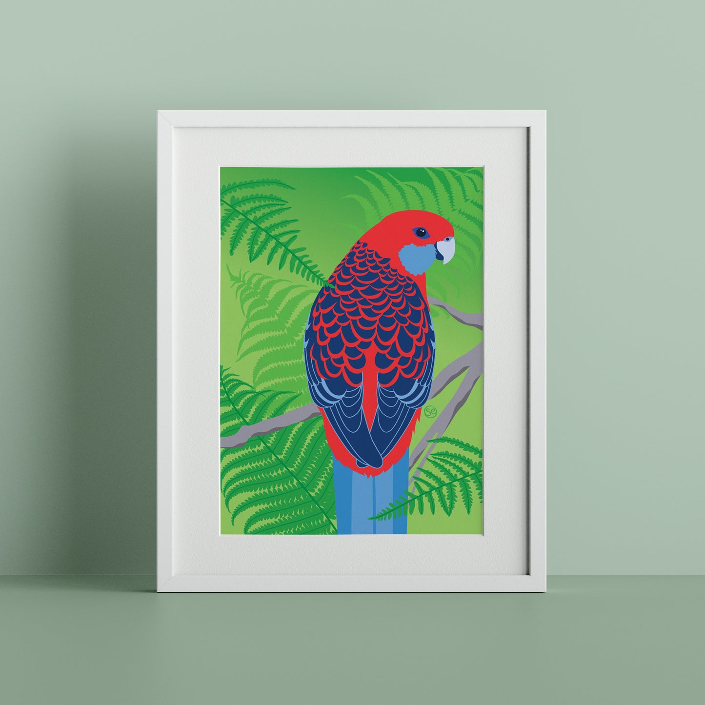 Crimson Rosella giclée art print by Sarah Epstein Studio.