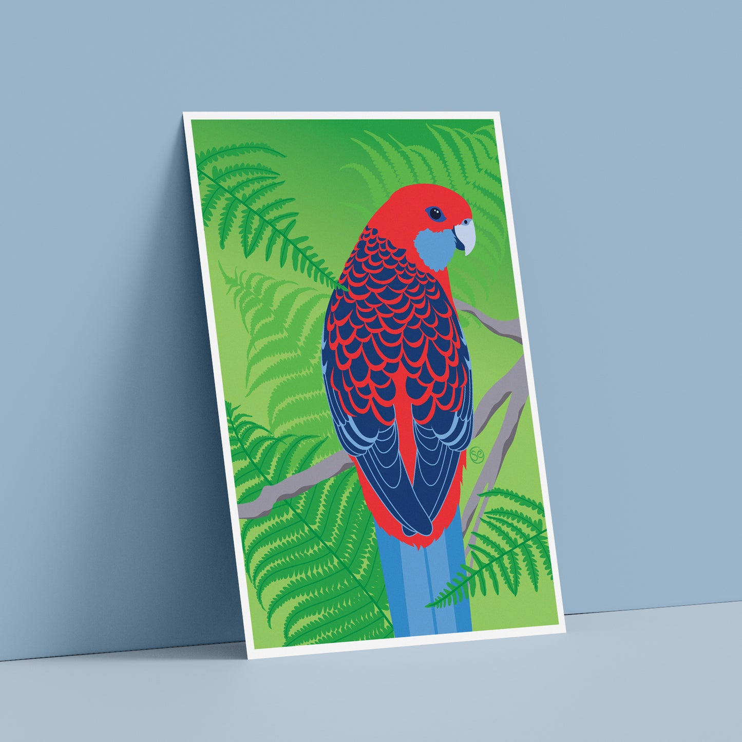 Crimson Rosella giclée art print by Sarah Epstein Studio.