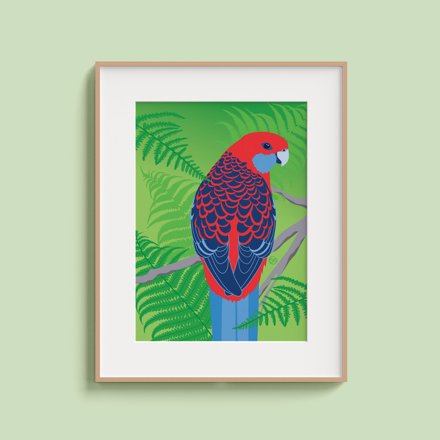 Crimson Rosella giclée art print by Sarah Epstein Studio.