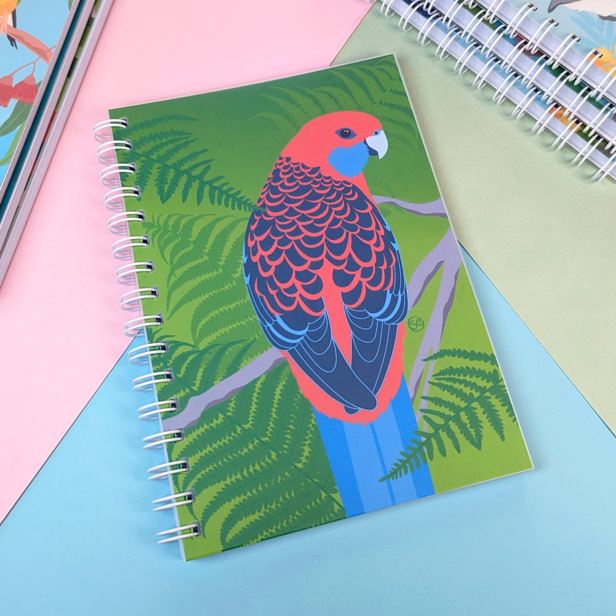 Crimson Rosella A5 notebook by Sarah Epstein Studio.
