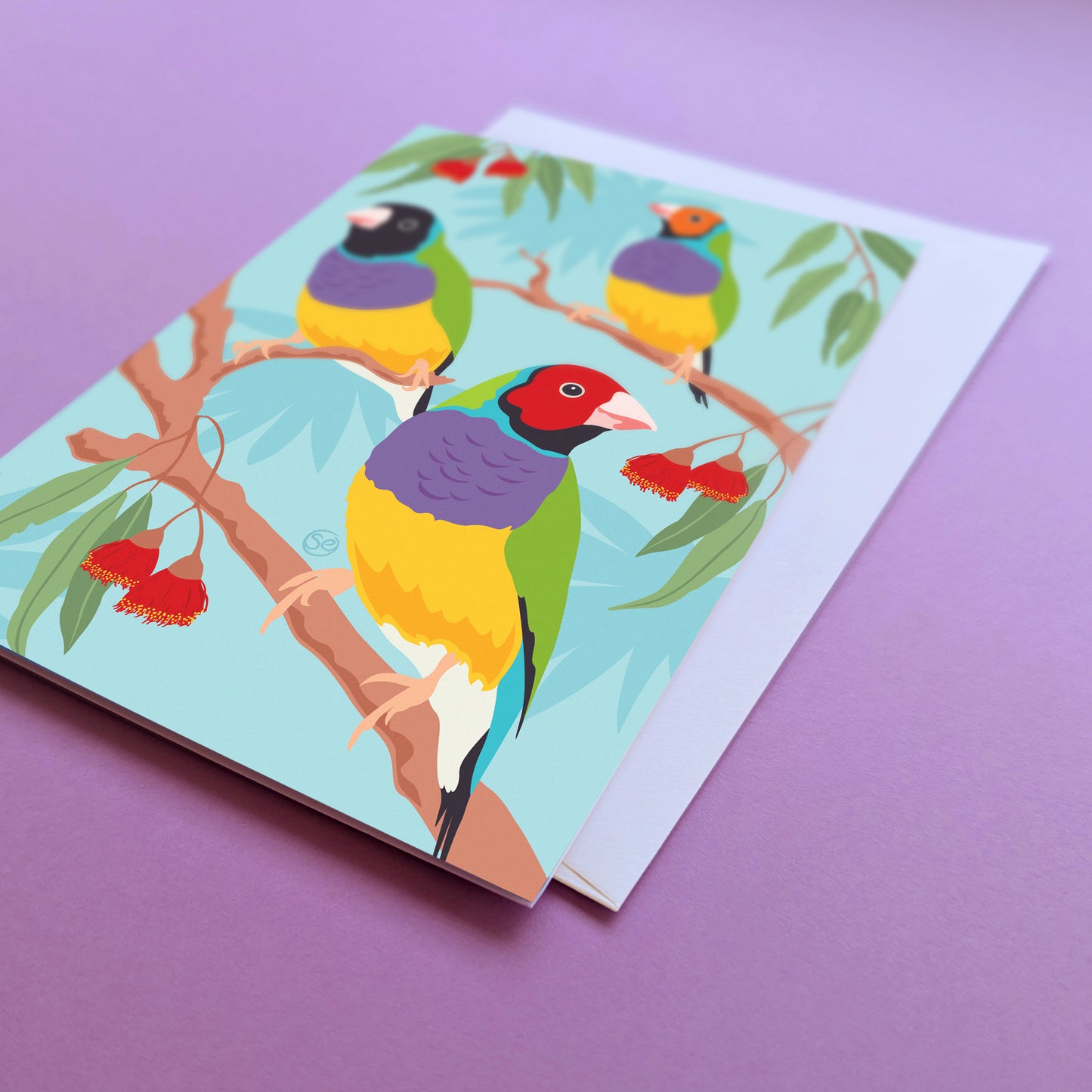Gouldian Finch greeting card by Sarah Epstein Studio.
