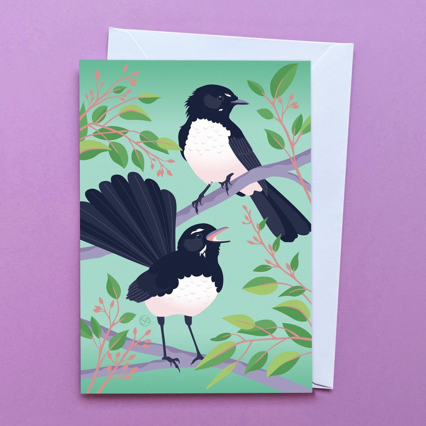 Willie Wagtail greeting card by Sarah Epstein Studio.