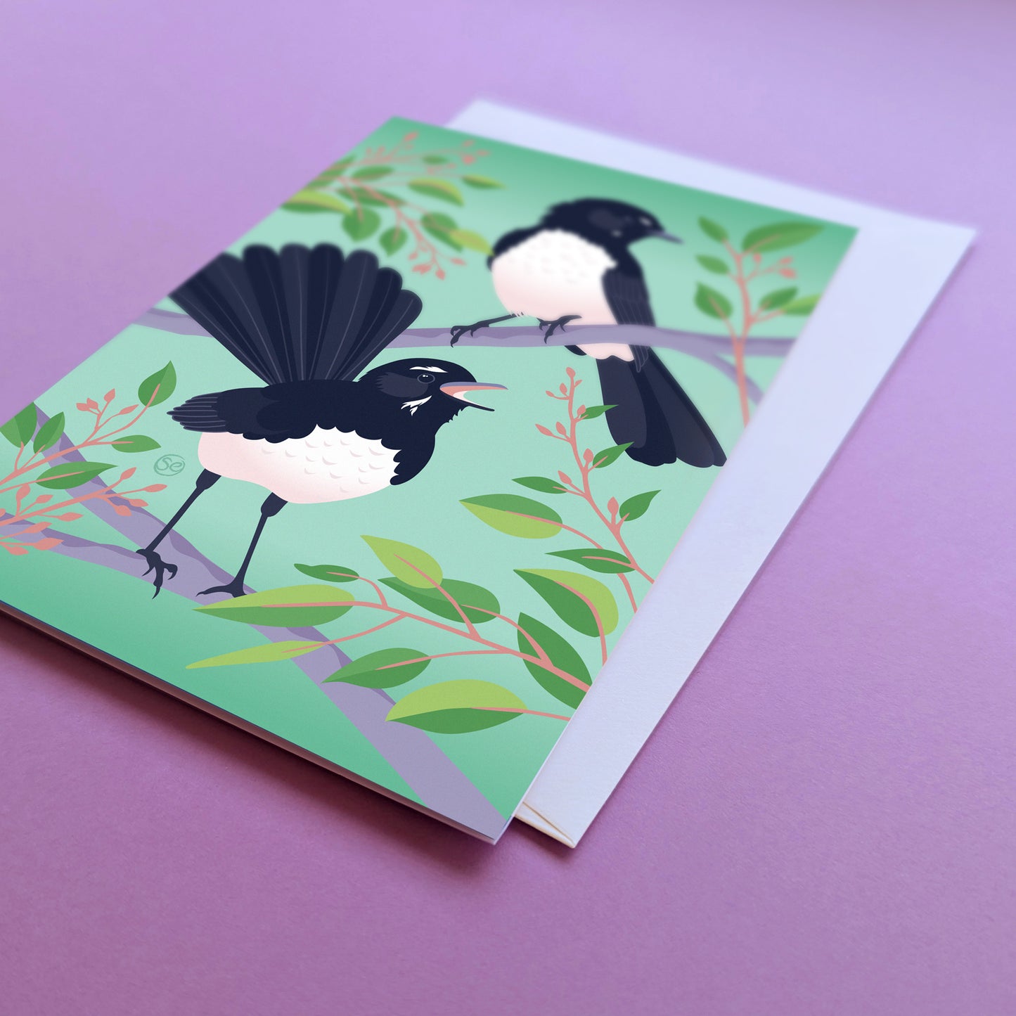 Willie Wagtail greeting card by Sarah Epstein Studio.