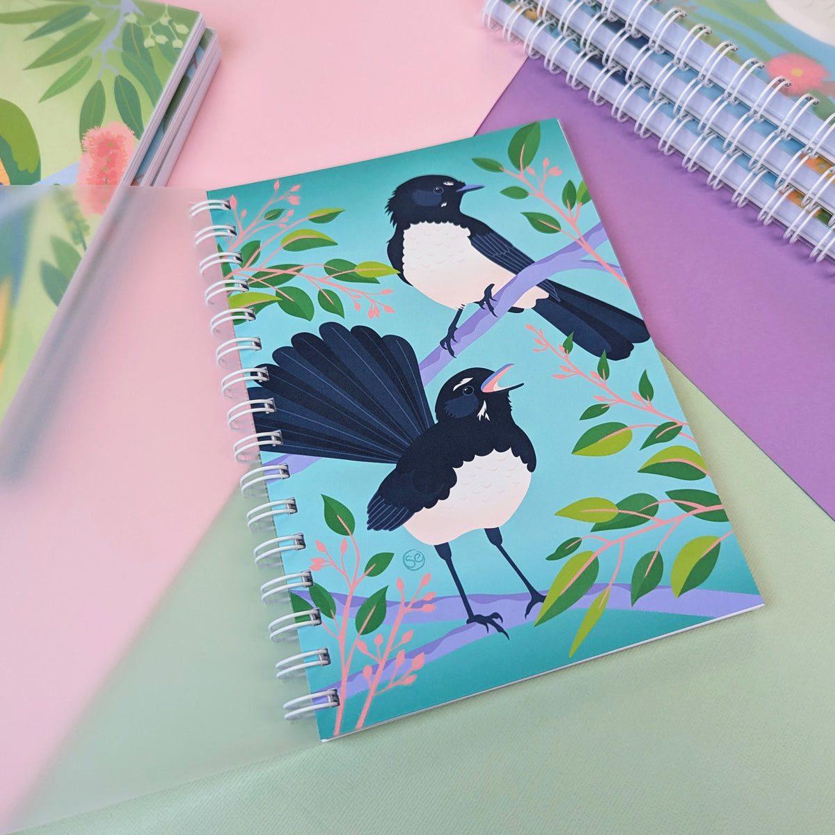Willie Wagtail A5 notebook by Sarah Epstein Studio.