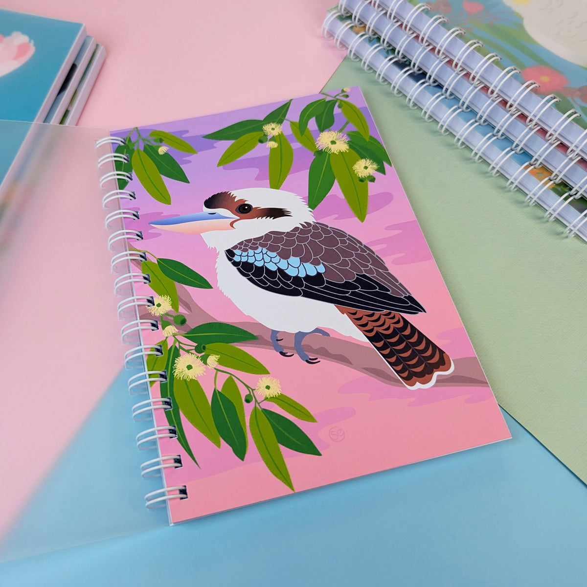 Laughing Kookaburra A5 notebook by Sarah Epstein Studio.