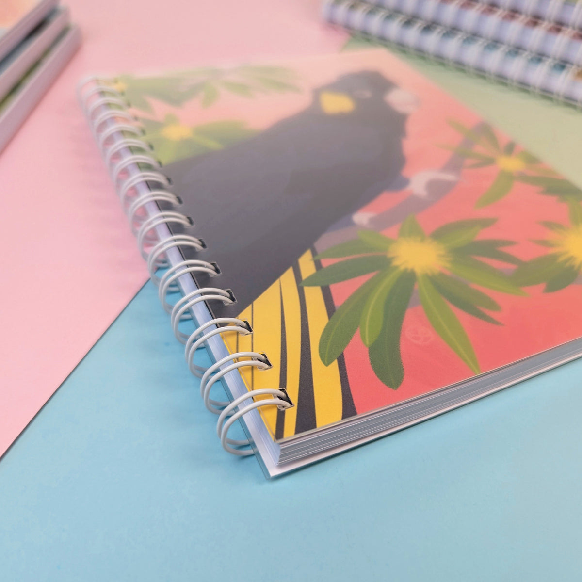 Yellow-tailed Black Cockatoo A5 notebook by Sarah Epstein Studio.