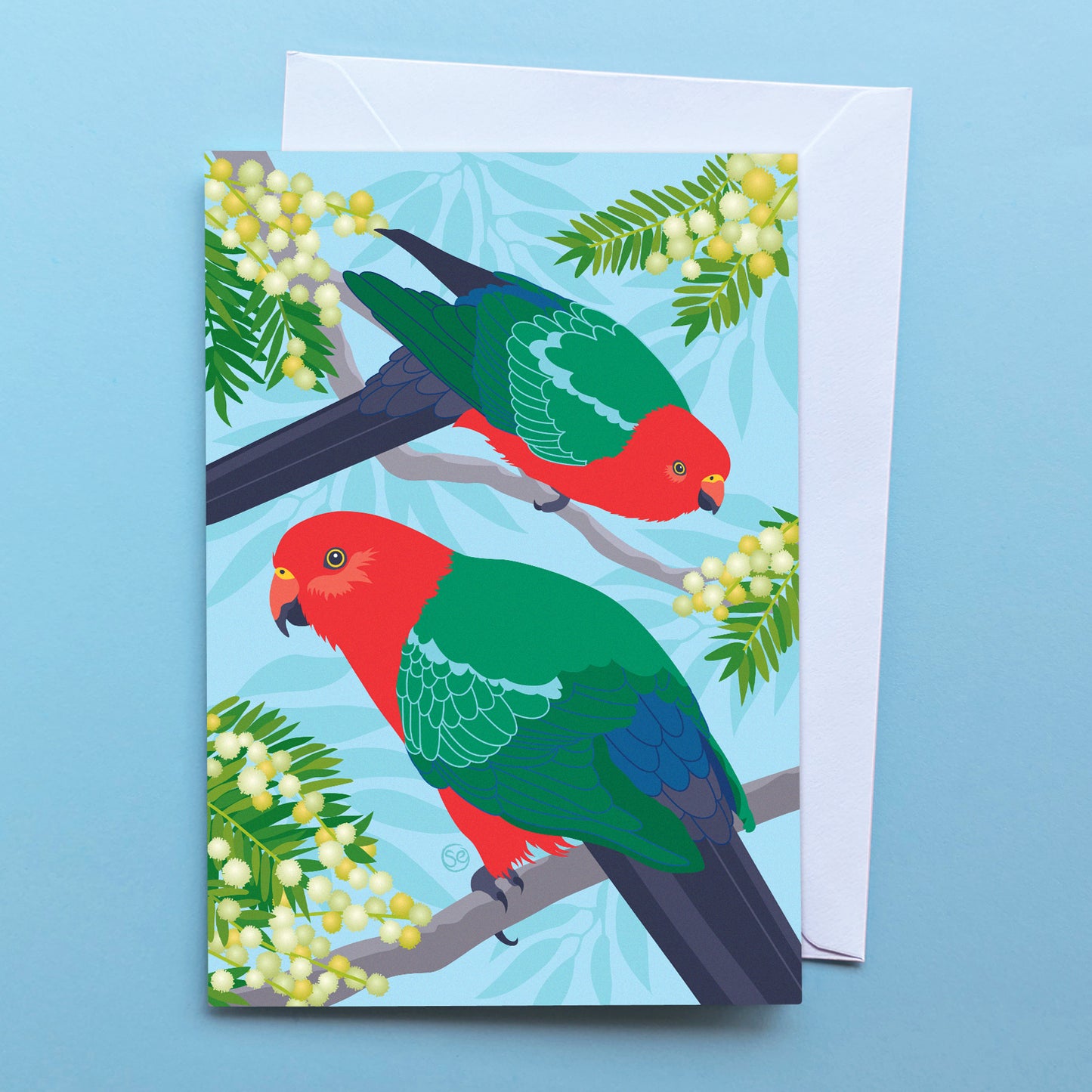 Australian King Parrot greeting card by Sarah Epstein Studio.