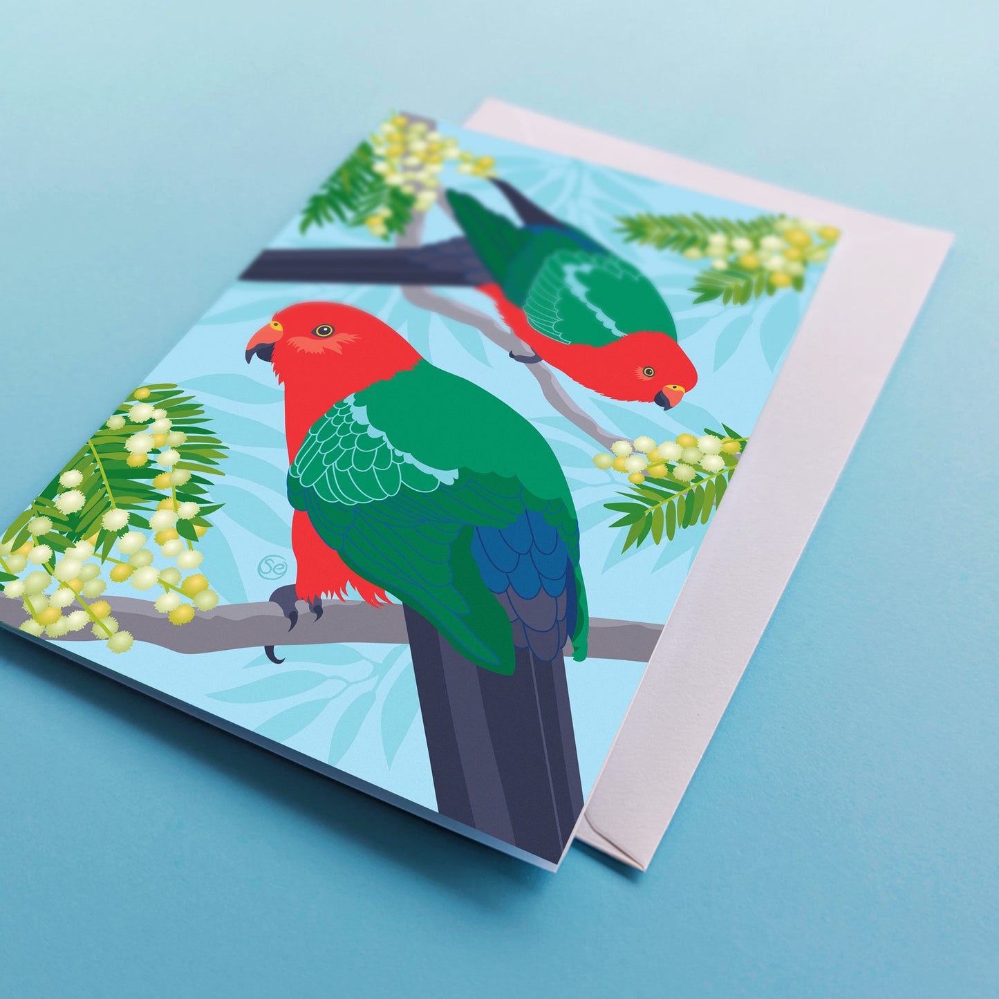 Australian King Parrot greeting card by Sarah Epstein Studio.
