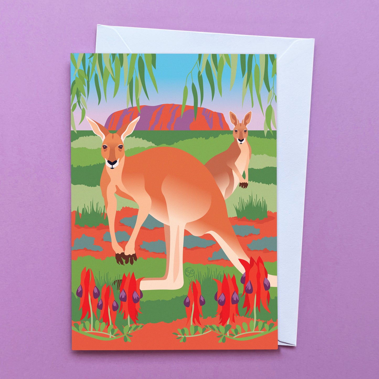 Red Kangaroo greeting card by Sarah Epstein Studio.