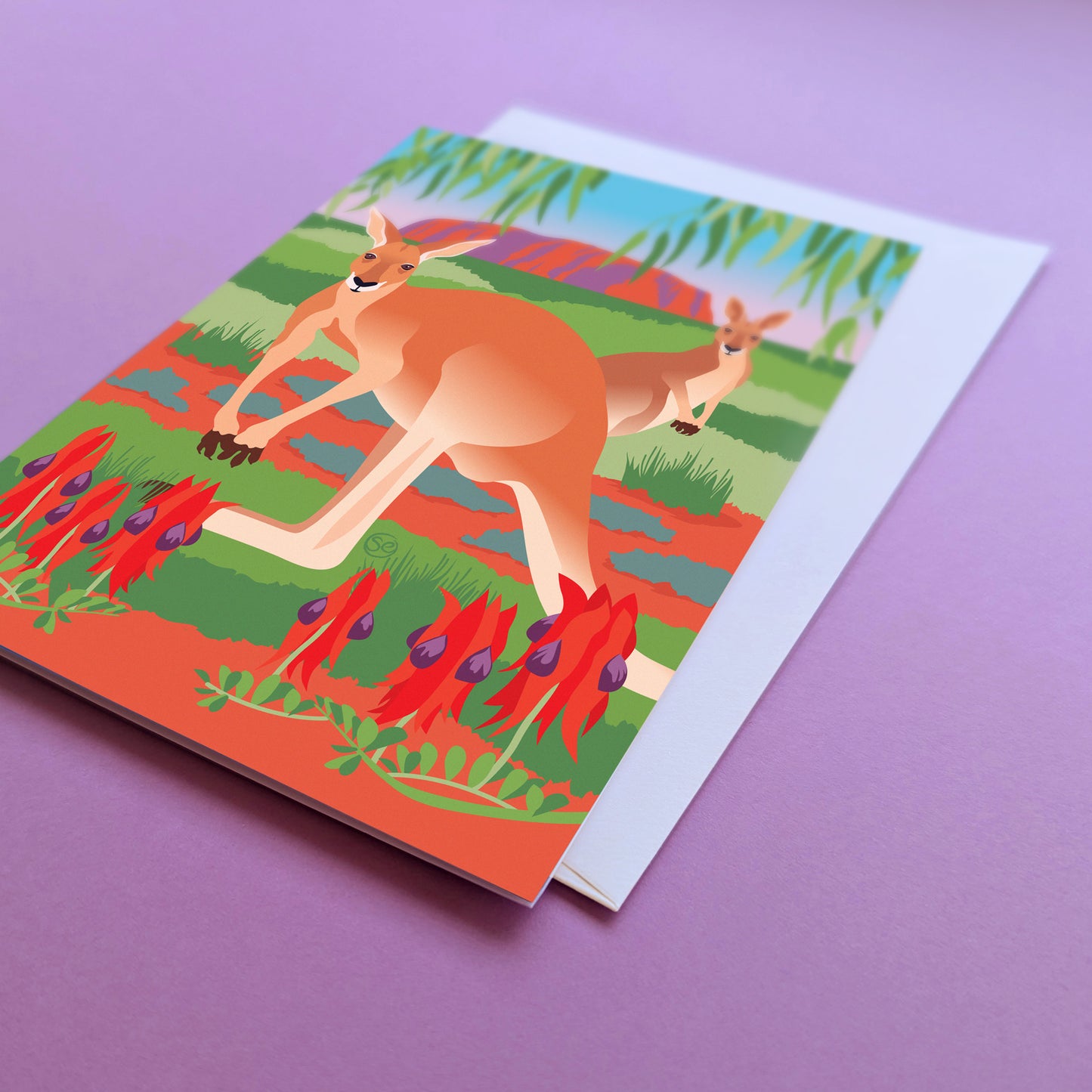 Red Kangaroo greeting card by Sarah Epstein Studio.