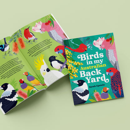 Birds in my Australian Back Yard paperback picture book by Sarah Epstein.