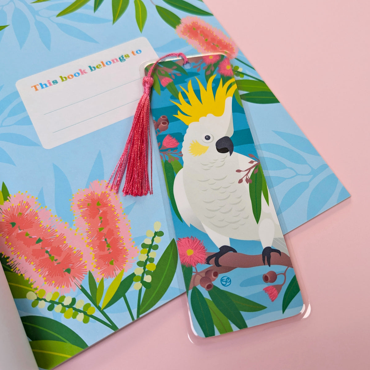 Sulphur-crested Cockatoo bookmark by Sarah Epstein Studio.