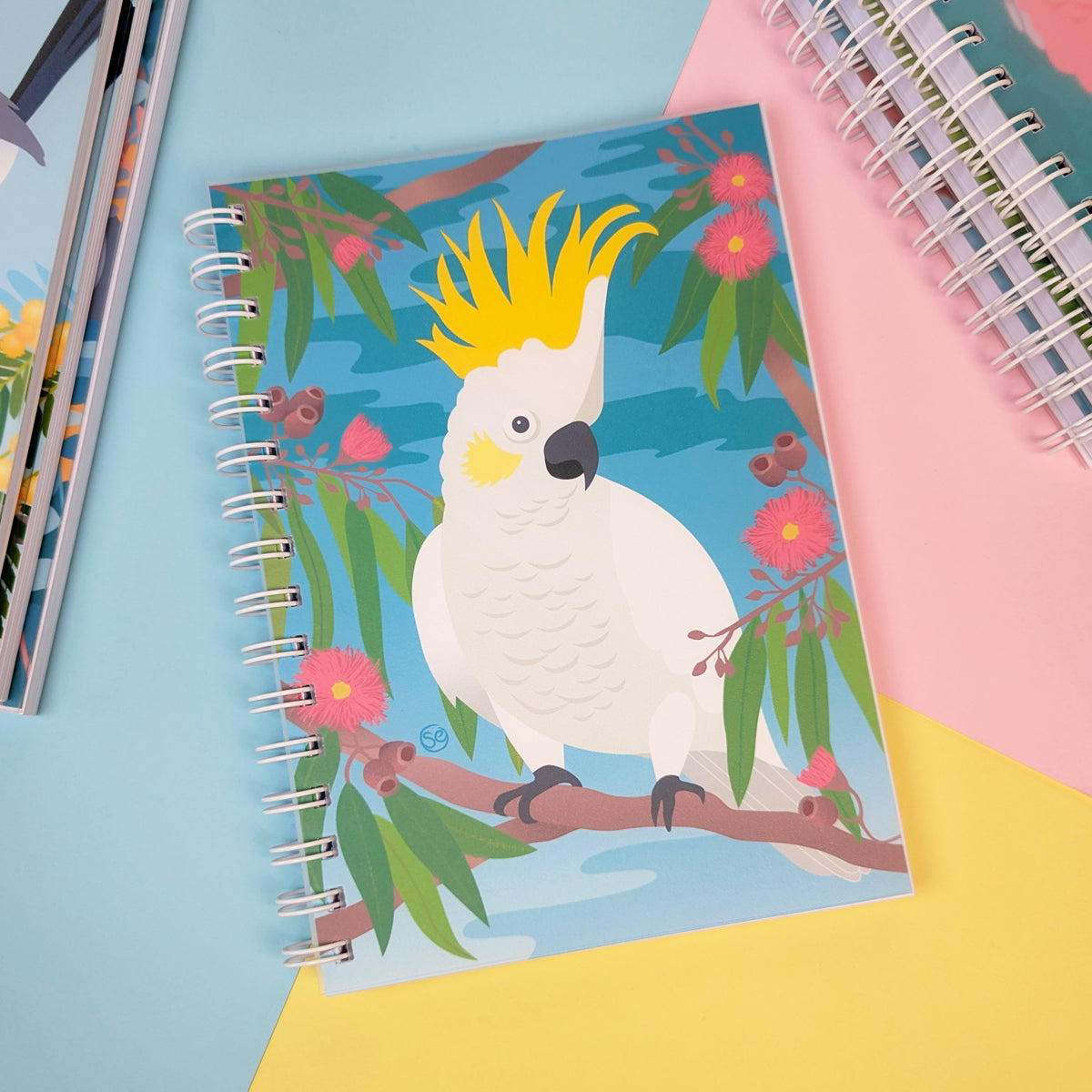 Sulphur-crested Cockatoo A5 notebook by Sarah Epstein Studio.