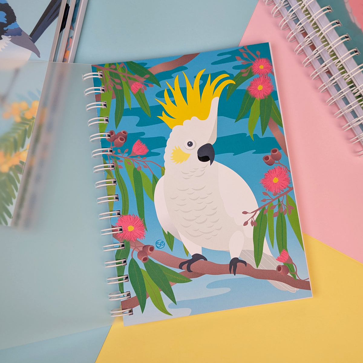 Sulphur-crested Cockatoo A5 notebook by Sarah Epstein Studio.