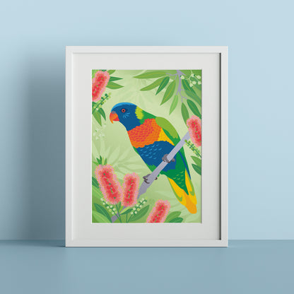 Rainbow Lorikeet giclée art print by Sarah Epstein Studio.