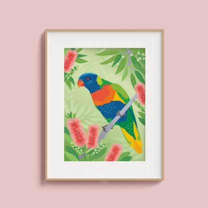 Rainbow Lorikeet giclée art print by Sarah Epstein Studio.