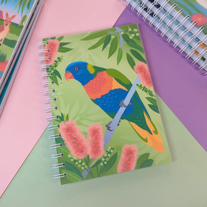 Rainbow Lorikeet A5 notebook by Sarah Epstein Studio.