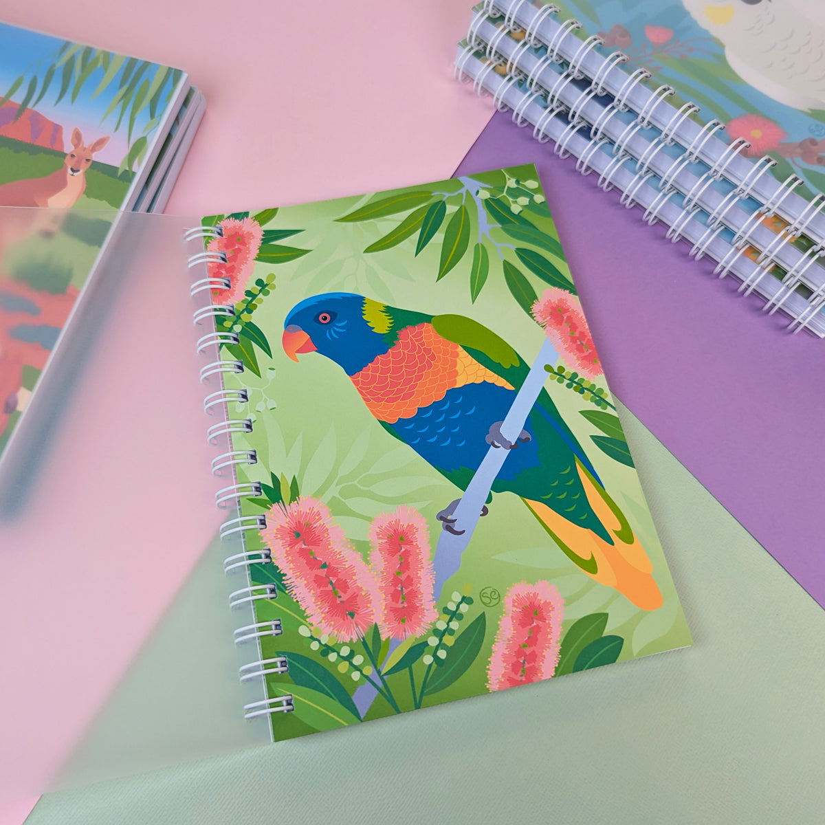 Rainbow Lorikeet A5 notebook by Sarah Epstein Studio.
