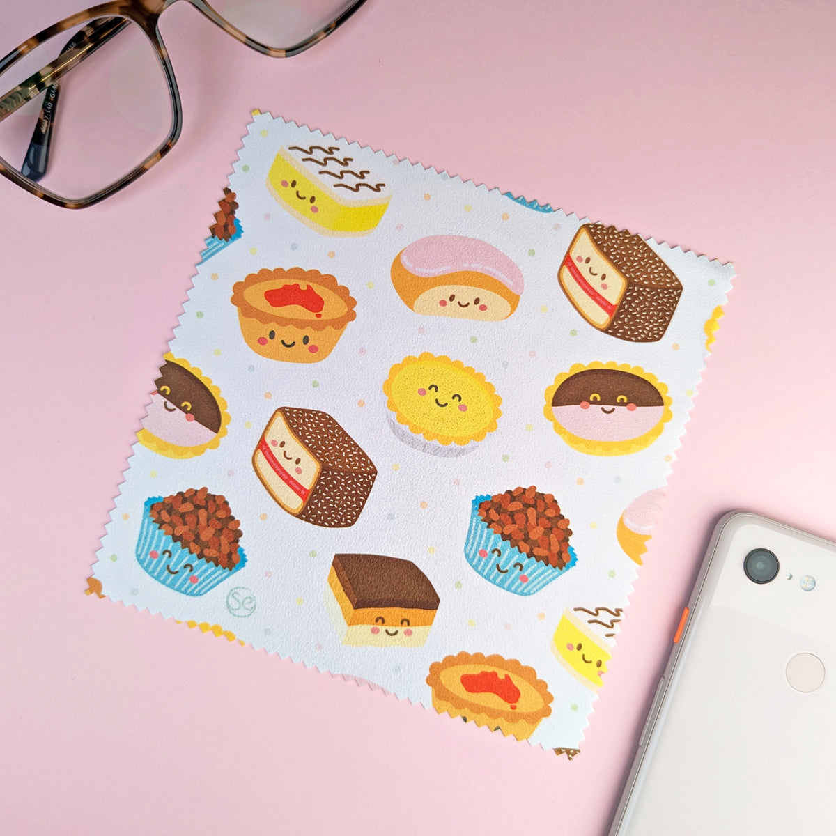 Aussie Bakery microfibre lens cloth by Sarah Epstein Studio.