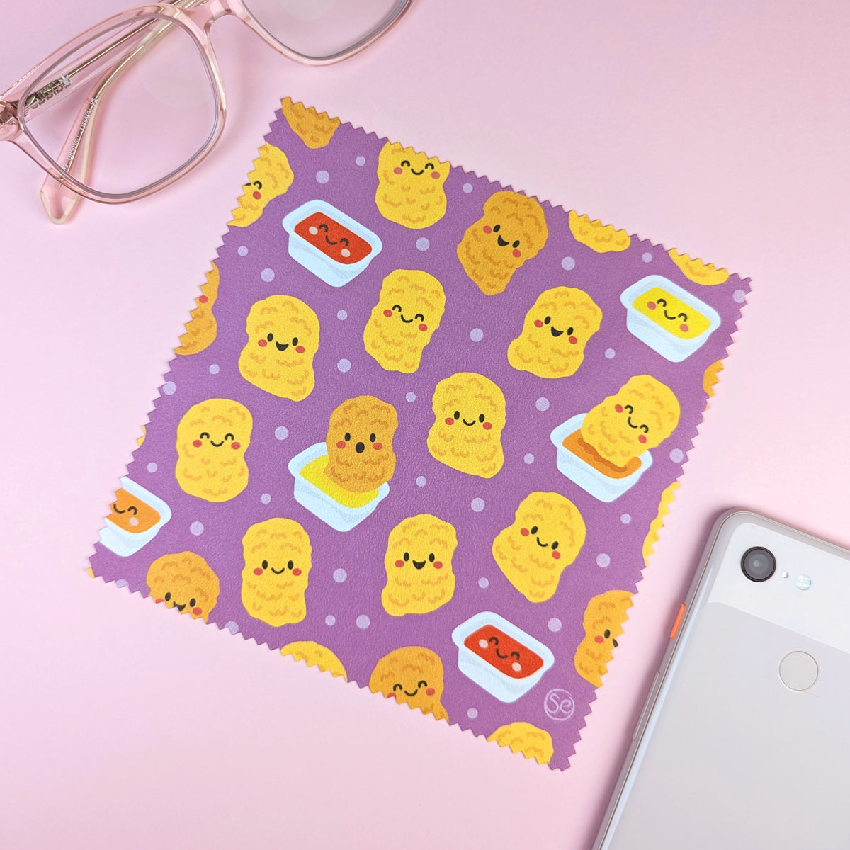Chicken Nuggets microfibre lens cloth by Sarah Epstein Studio.