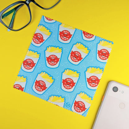 Hot Chips microfibre lens cloth by Sarah Epstein Studio.