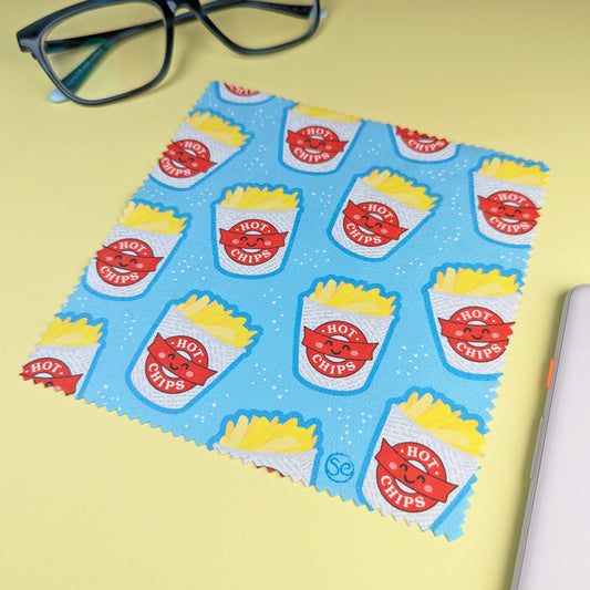Hot Chips microfibre lens cloth by Sarah Epstein Studio.