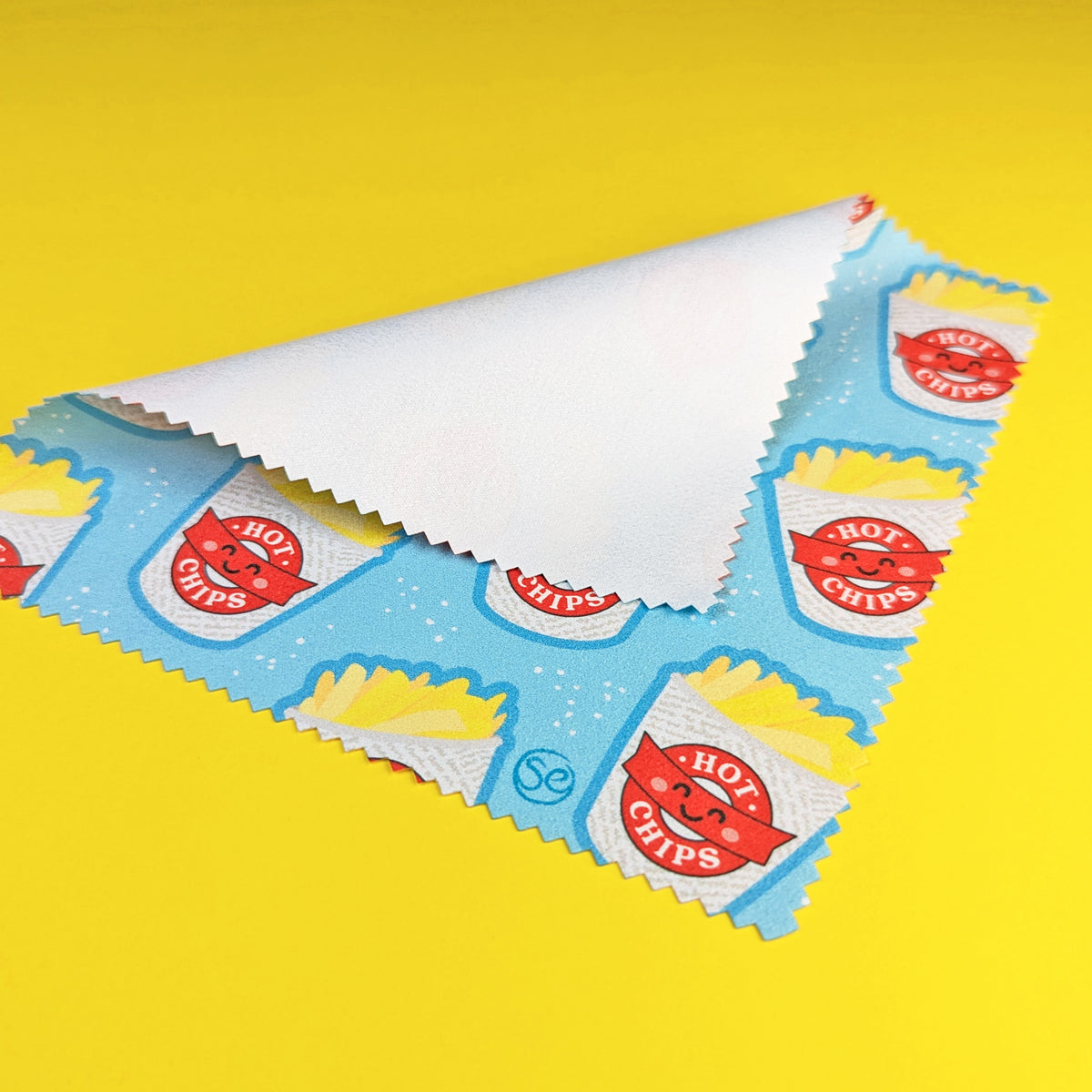 Hot Chips microfibre lens cloth by Sarah Epstein Studio.