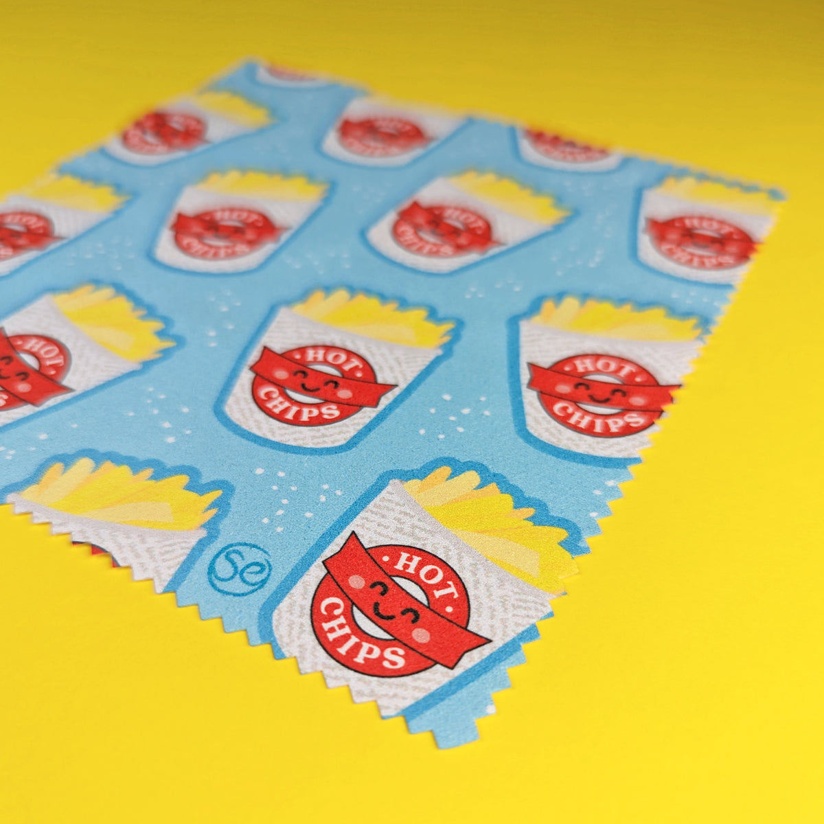 Hot Chips microfibre lens cloth by Sarah Epstein Studio.