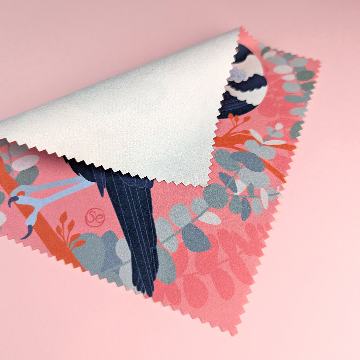 Australian Magpie microfibre lens cloth by Sarah Epstein Studio.