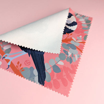 Australian Magpie microfibre lens cloth by Sarah Epstein Studio.