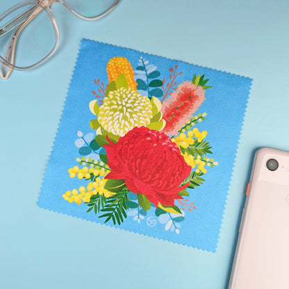 Native Flowers microfibre lens cloth by Sarah Epstein Studio.
