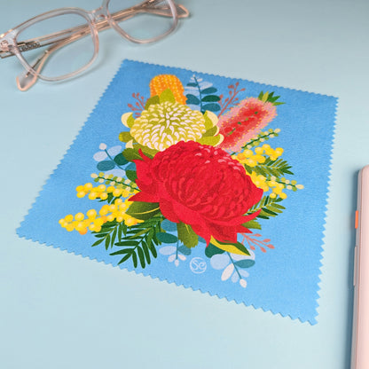 Native Flowers microfibre lens cloth by Sarah Epstein Studio.