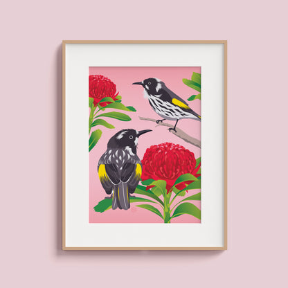 New Holland Honeyeater giclée art print by Sarah Epstein Studio.