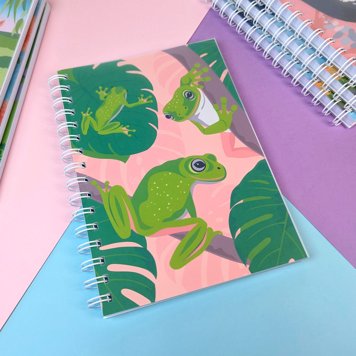 Green Tree Frog A5 notebook by Sarah Epstein Studio.
