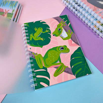 Green Tree Frog A5 notebook by Sarah Epstein Studio.