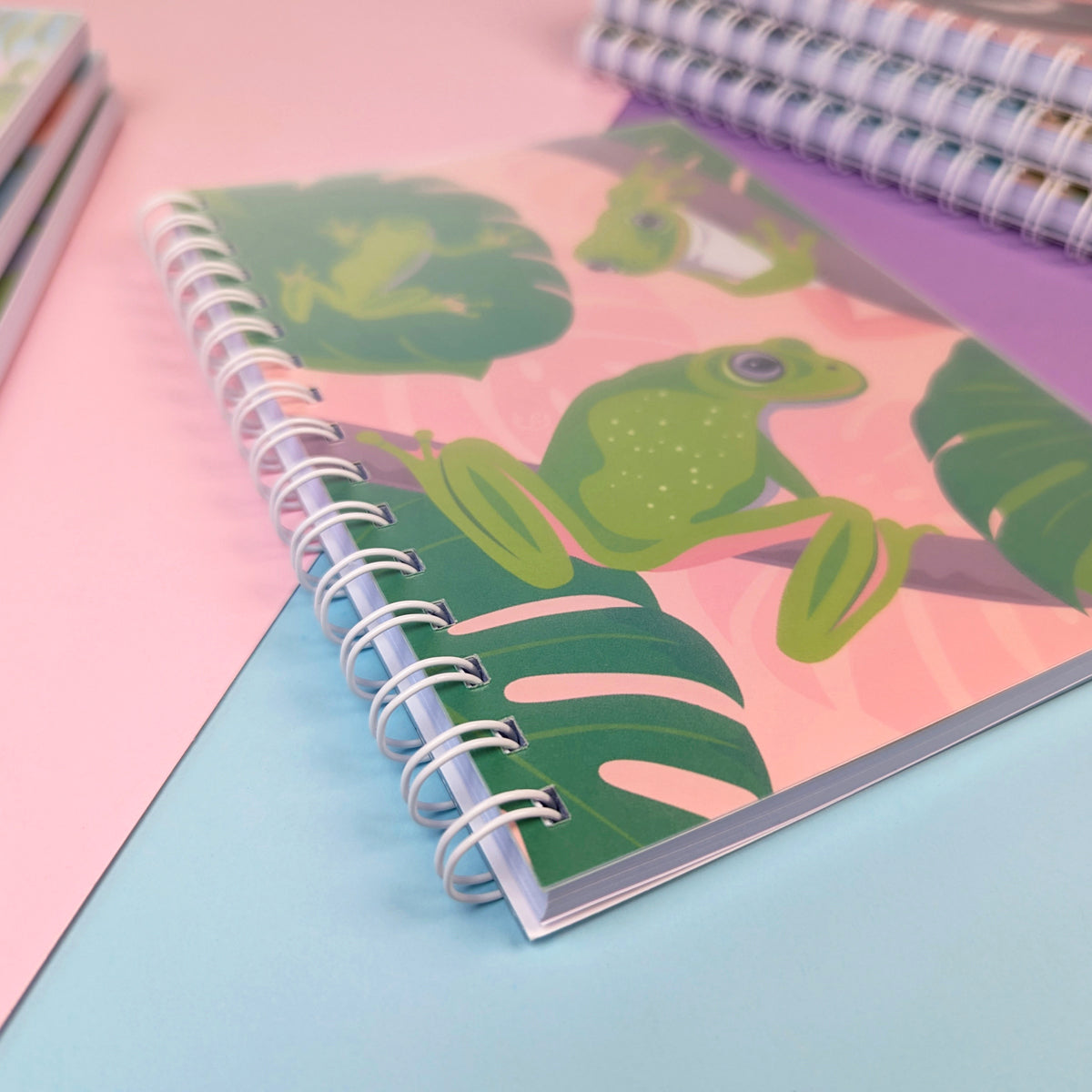 Green Tree Frog A5 notebook by Sarah Epstein Studio.