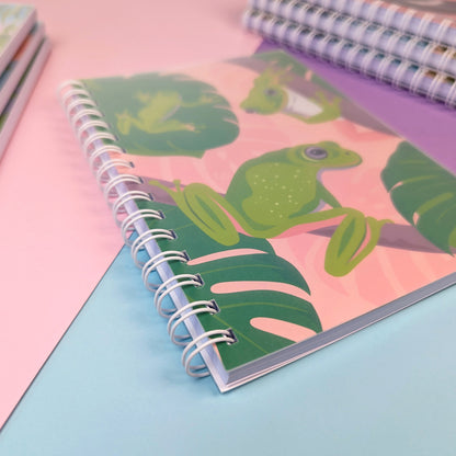 Green Tree Frog A5 notebook by Sarah Epstein Studio.