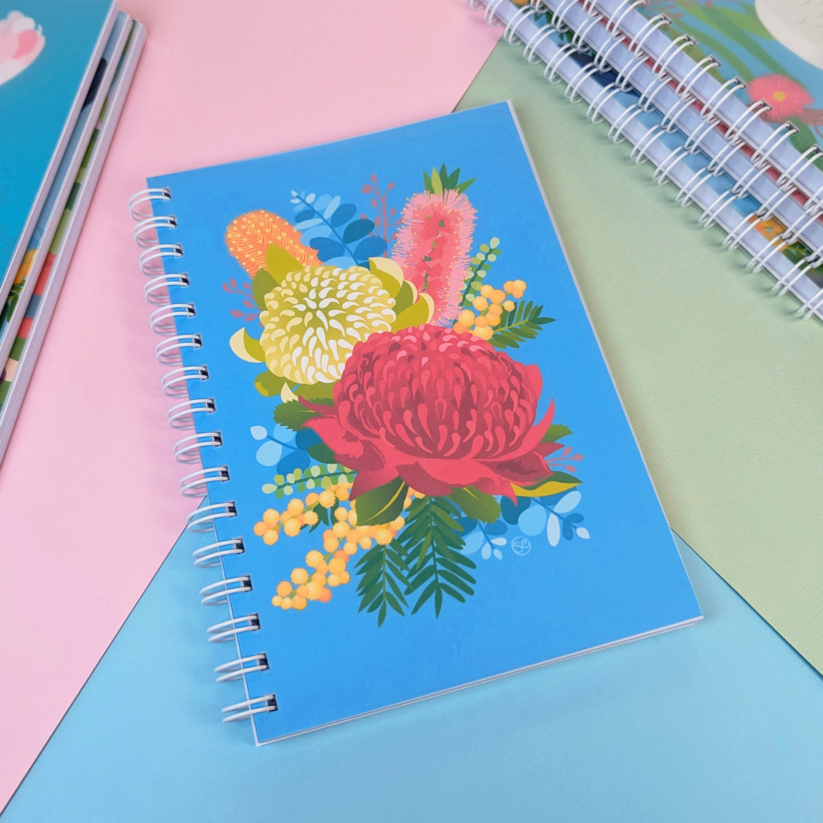 Australian Native Flowers A5 notebook by Sarah Epstein Studio.