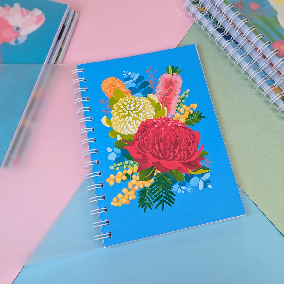 Australian Native Flowers A5 notebook by Sarah Epstein Studio.