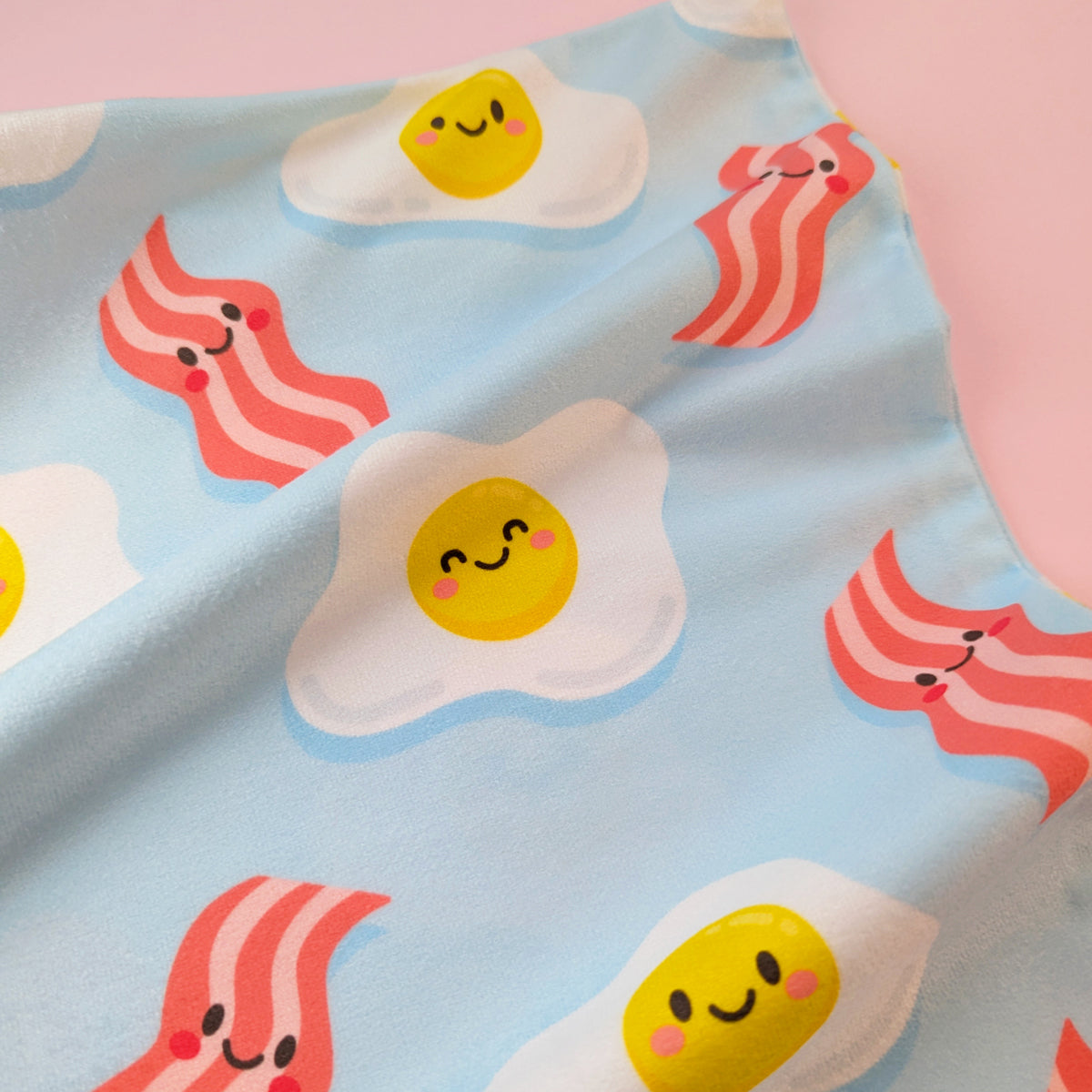 Bacon and Eggs cushion cover 40x40cm by Sarah Epstein Studio.