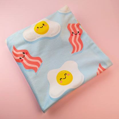 Bacon and Eggs cushion cover 40x40cm by Sarah Epstein Studio.