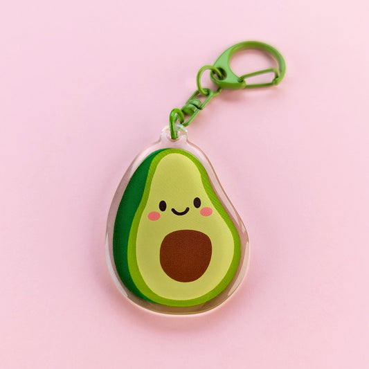 Kawaii avocado acrylic keychain by Sarah Epstein Studio.