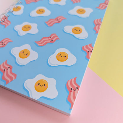 Bacon and Eggs A5 notebook by Sarah Epstein Studio.